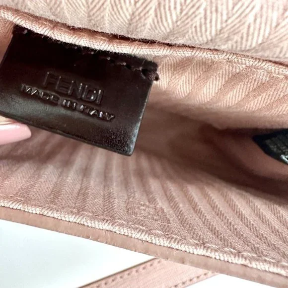 FENDI Light Pink Leather Shoulder Crossbody Bag